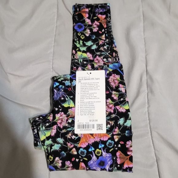 NWT Lululemon Sz2 Swift Speed HR Tight 28" Legging in Flowerscope Black Multi - Picture 6 of 13